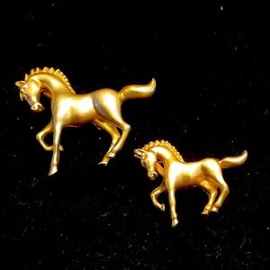 Equine Mare & Foal Brooch Set